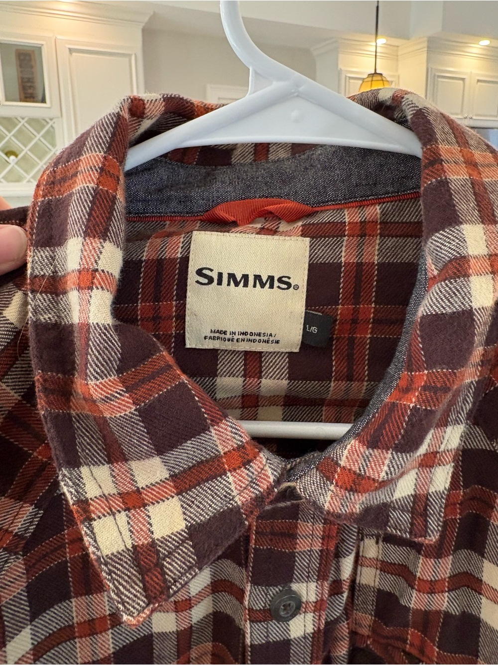 Simms Men's Brown Plaid Flannel Shirt - Picture 2 of 6